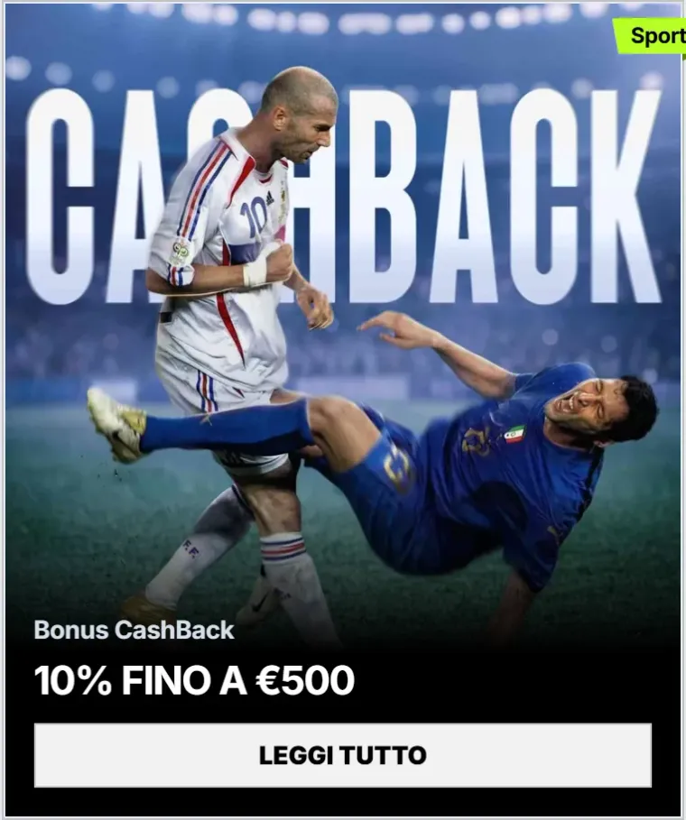 Bonus cashback 10 fino a eur500